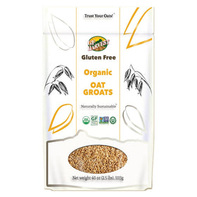 GF Harvest gluten free oat groats in 40 oz bag for pantry storage.