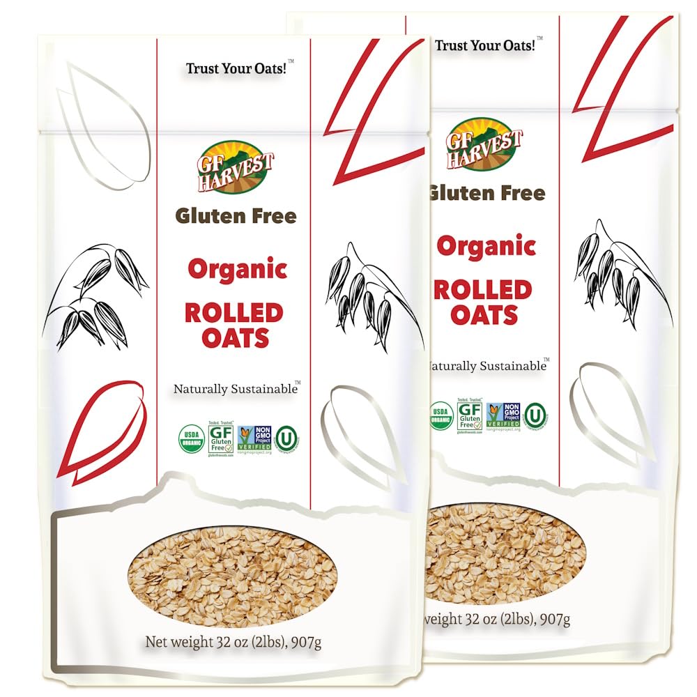 GF Harvest gluten free organic rolled oats in a resealable bag for easy mornings