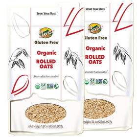 GF Harvest gluten free organic rolled oats in a resealable bag for easy mornings