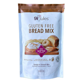 gfJules bread mix package showing an 18-ounce bag for a full loaf.
