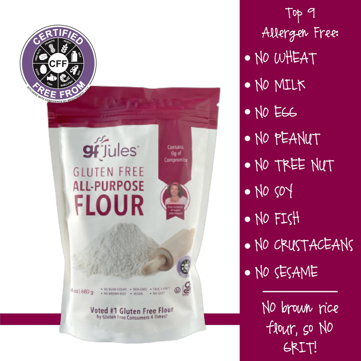 gfJules certified gluten-free seal on packaging signals trusted safety