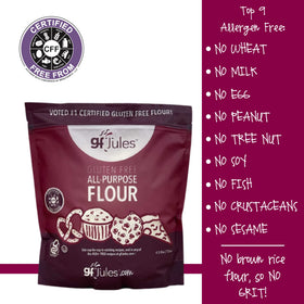 gfJules dedicated gluten-free facility badge signals safe baking.