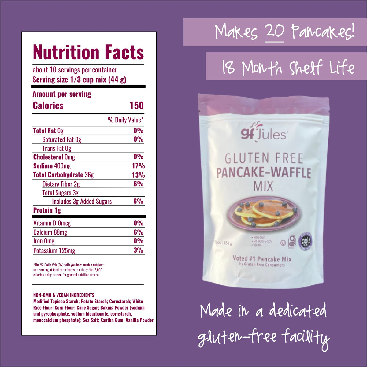 gfJules dedicated gluten-free facility supports allergen-conscious baking.