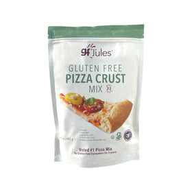 gfJules gluten free pizza crust packaging showcases the certified allergen-free mix.