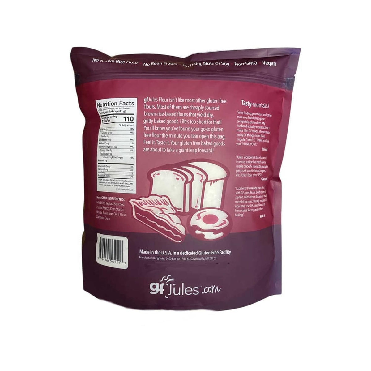 gfJules gluten-free flour bowl showing smooth texture ideal for cakes.