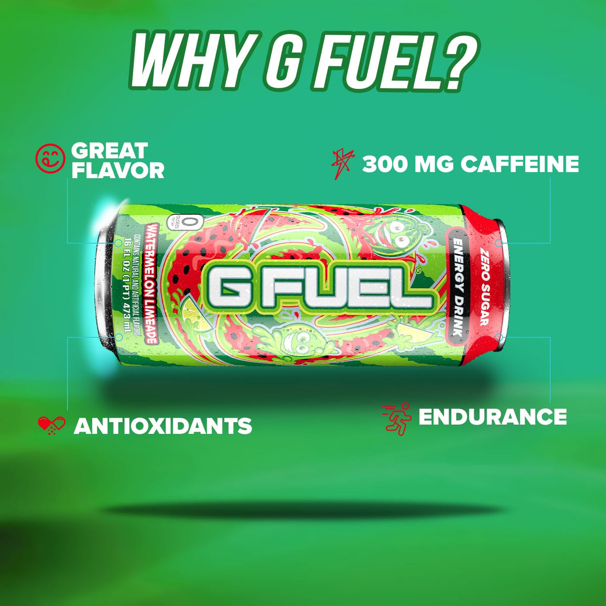 G Fuel antioxidants and vitamins panel indicates wellness support for workouts.