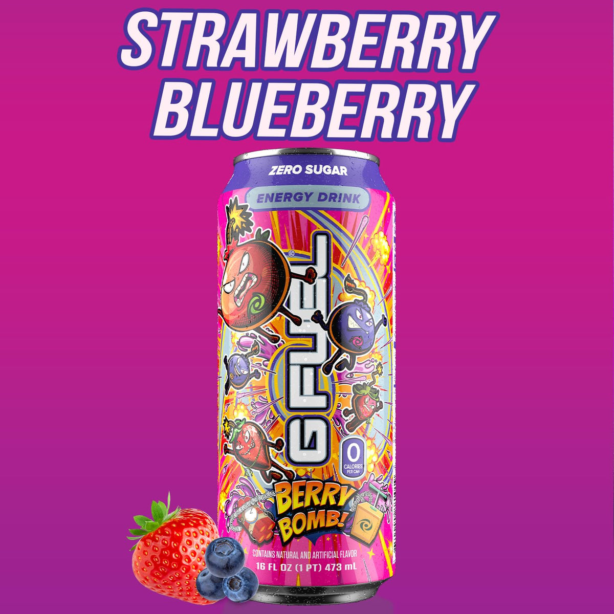 G Fuel Berry Bomb can side angle suitable for on-the-go energy