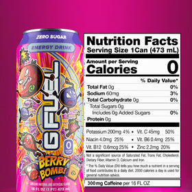 G Fuel Berry Bomb pour into glass showing easy on-the-go energy use