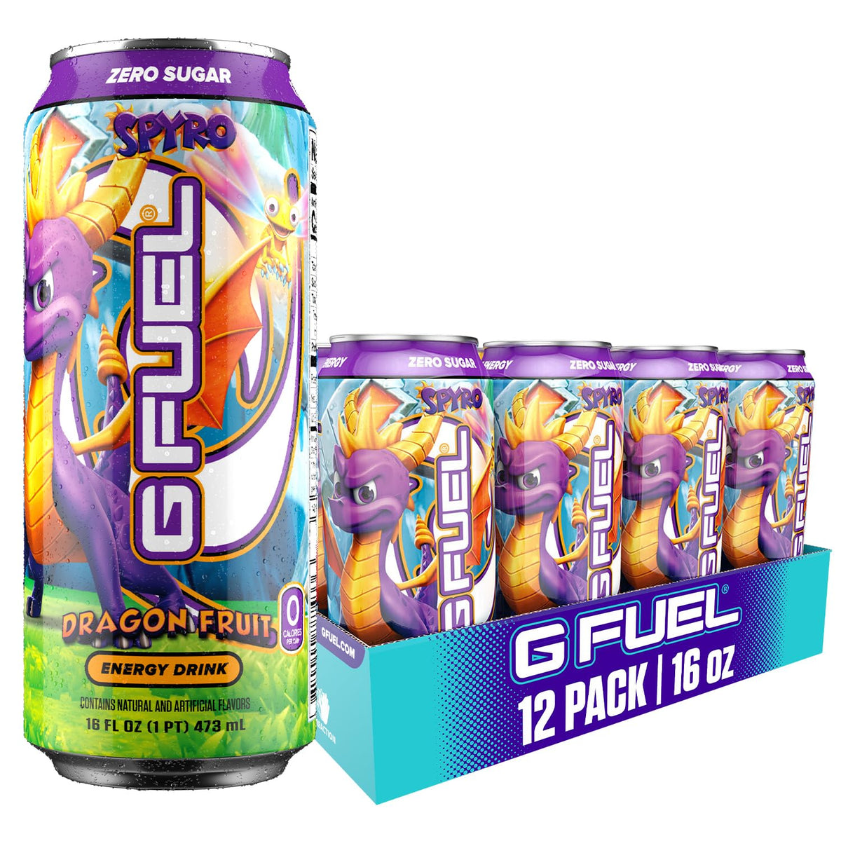 G Fuel Dragon Fruit can featuring Spyro artwork for bold energy during gaming.