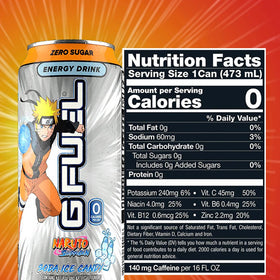 G Fuel Naruto artwork detail showcasing bold branding and lifestyle appeal.