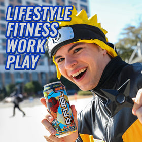 G Fuel Naruto Shippuden 12-pack pack-shot emphasizing energy without sugar.