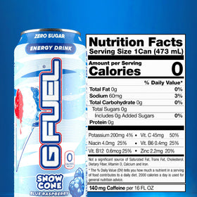 G Fuel Snow Cone 12-pack packaging for convenient daily energy