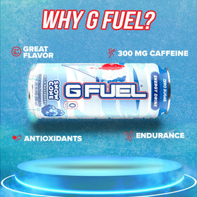 G Fuel Snow Cone can label close-up showing zero sugar and vitamins