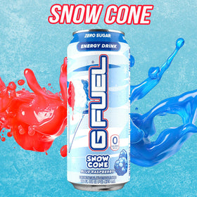 Glass with G Fuel Snow Cone can, suggesting on-the-go gaming and study use
