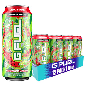 G Fuel Watermelon Limeade can with vibrant label boosts gaming focus.