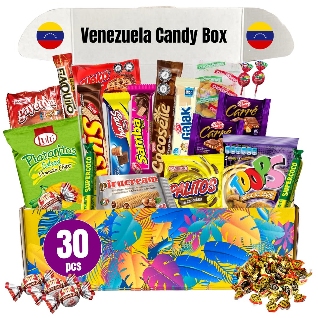 GG LATIN SABOR candy box front view with colorful Venezuelan treats, ideal for gifting