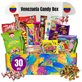 GG LATIN SABOR candy box front view with colorful Venezuelan treats, ideal for gifting