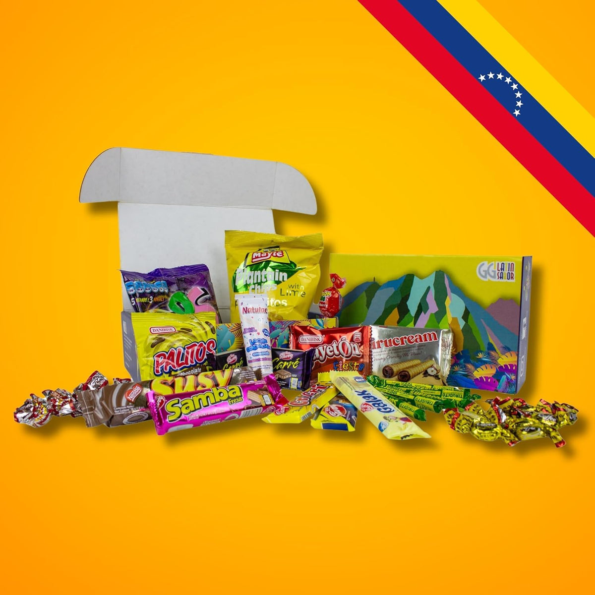 GG LATIN SABOR Cookies and candies mix showcases Venezuelan flavors.