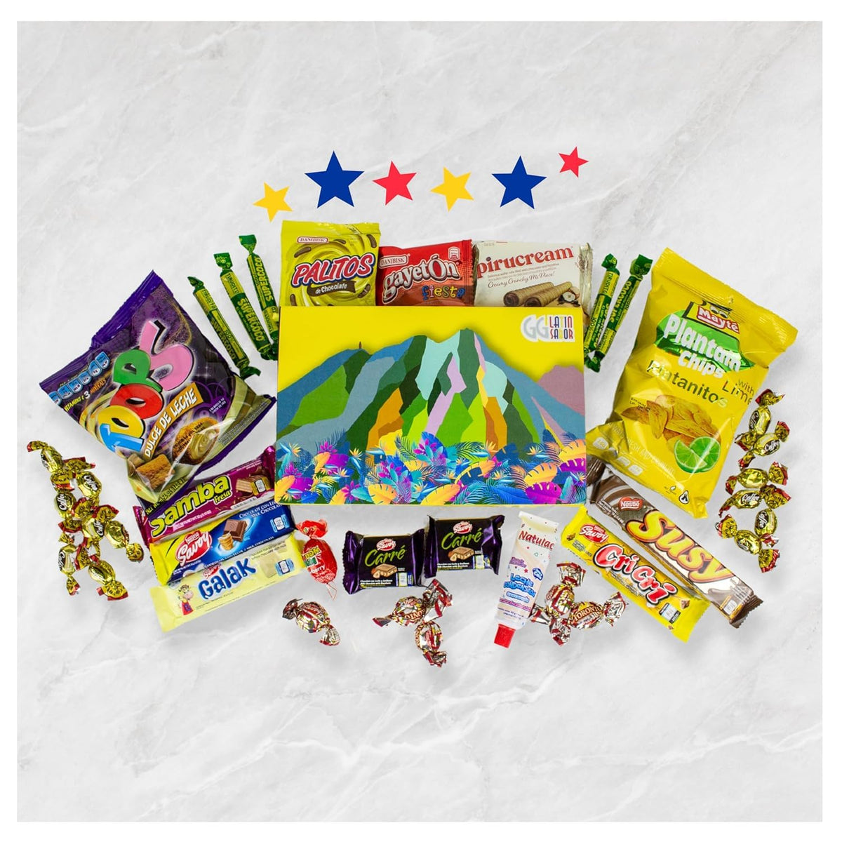 GG LATIN SABOR Venezuelan snacks assortment delivers colorful flavors for snack time.