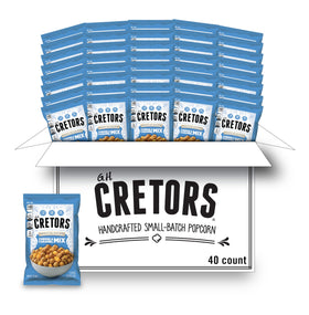G. H. Cretors Cheese and Caramel Mix bag front shows on the go 1 oz portions
