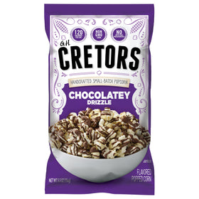 G.H. Cretors Dark Chocolatey Drizzle Popcorn 6-pack bags, ideal for sharing during family movie night.