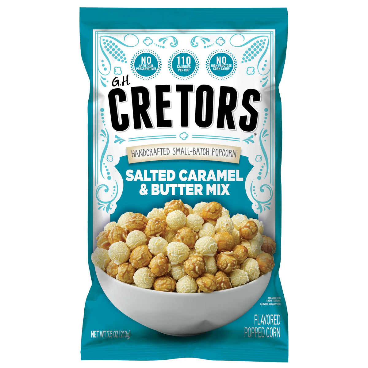 G.H. Cretors Sea Salt Caramel and Butter Popcorn in a bowl, ready to share.