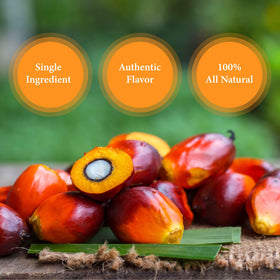 Ghana Heritage red palm oil bottle top view highlights premium packaging for kitchen use.