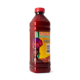 Ghana Heritage red palm oil bottle detail with pouring for everyday cooking.