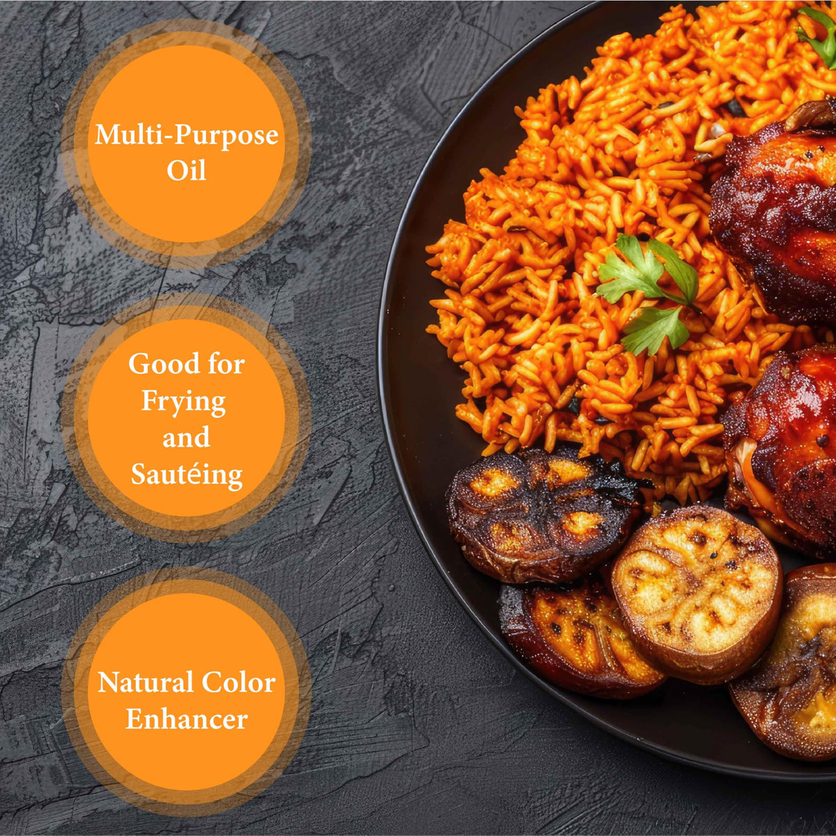 Ghana Heritage Red Palm Oil label closeup highlights purity and single-ingredient formula.