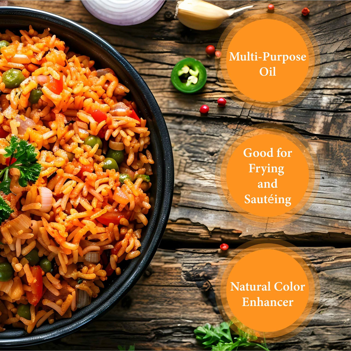 Ghana Heritage red palm oil in a stew scene, ideal for global recipes.