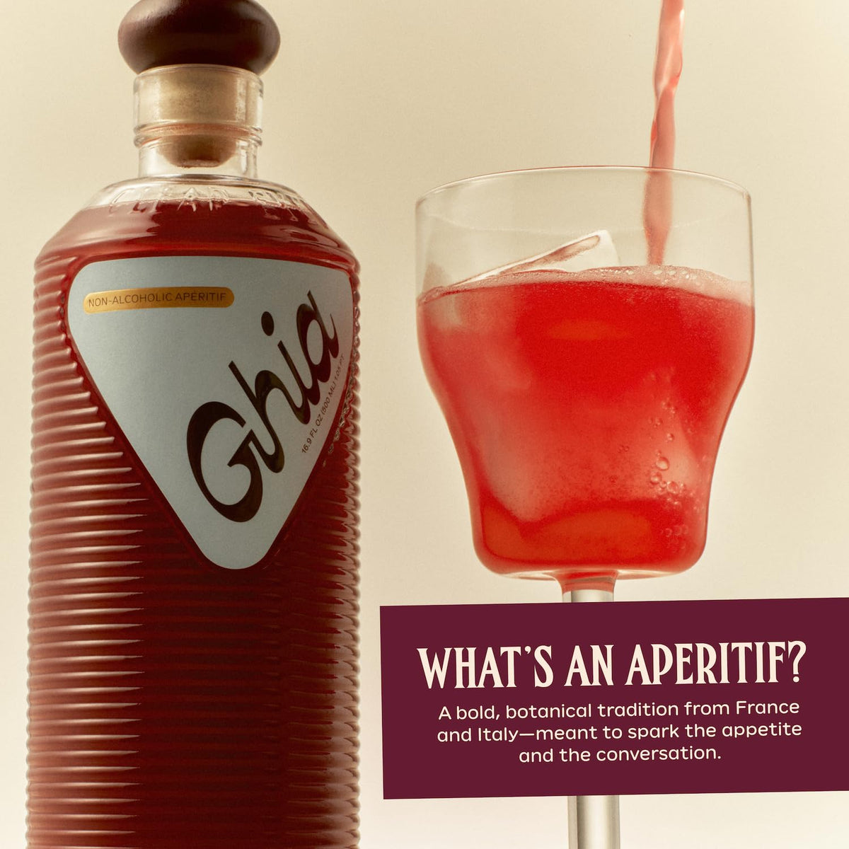 Ghia apéritif rosemary sprig foreground signals herbal complexity as a mixer.