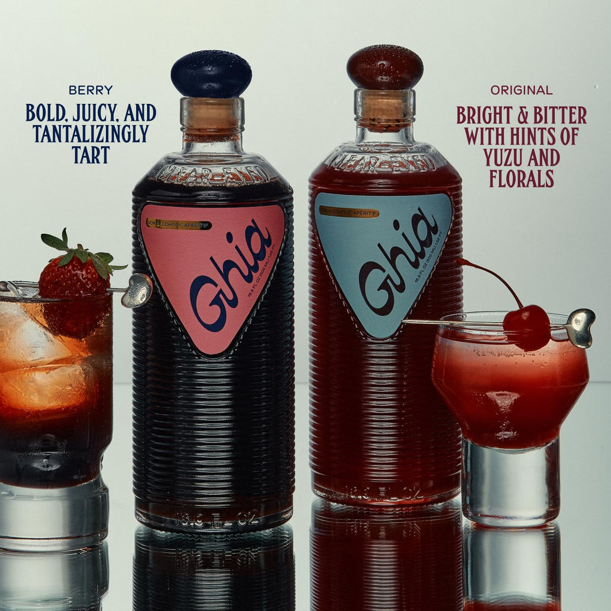 Ghia Original glass with ice and bubbles for a light, sophisticated sip