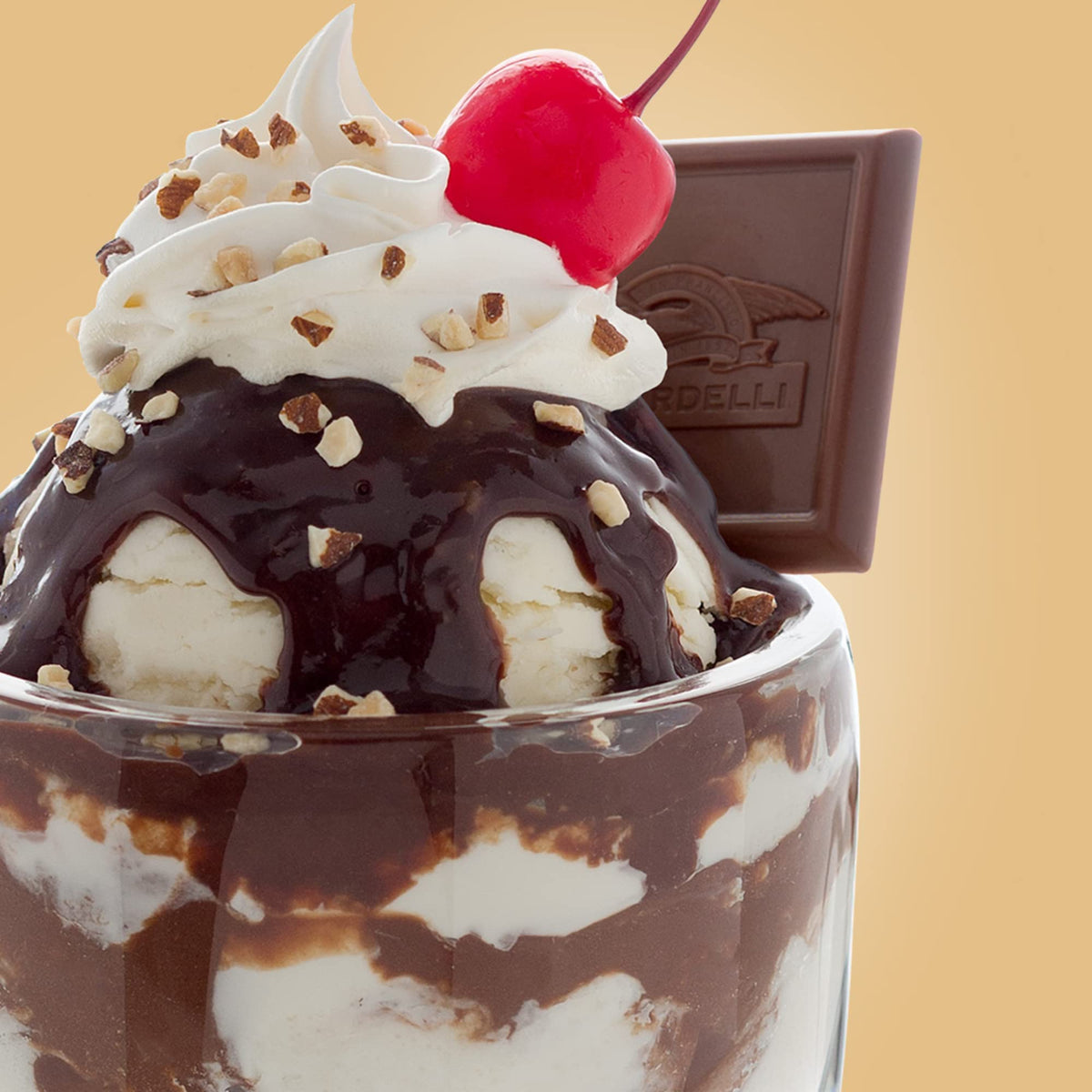 Ghirardelli Black Label bottle used in milkshakes for creamy texture and flavor.