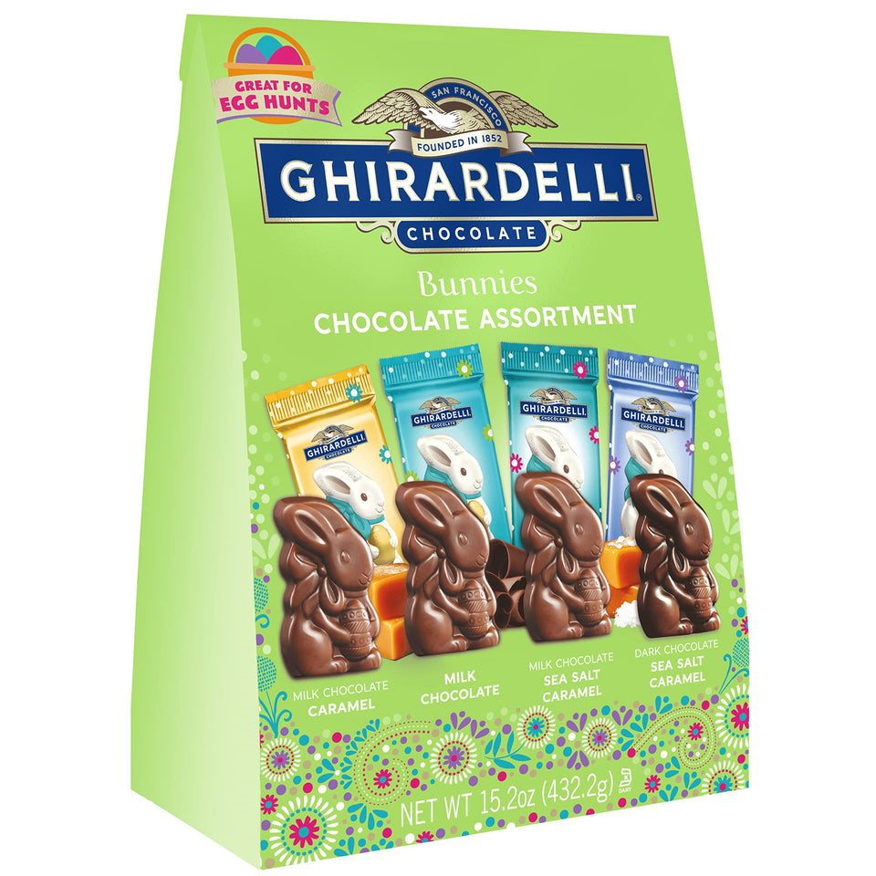 Ghirardelli Bunnies assortment bag ready for Easter gifting and sharing.
