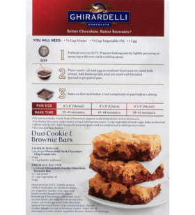 Ghirardelli butter and eggs added image signals quick, easy cookie making.