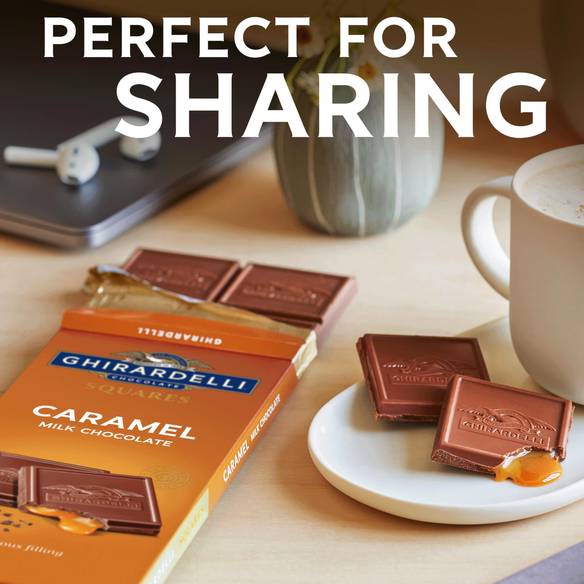 Ghirardelli caramel milk chocolate squares bar 10-bars pack ready for gifting.