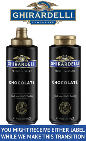 Ghirardelli Caramel Sauce bottle 16oz ideal for topping coffees and desserts.