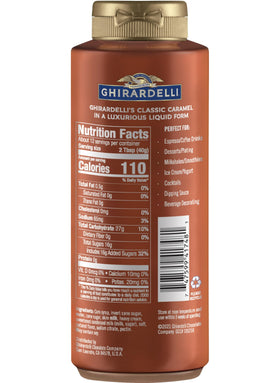 Ghirardelli Caramel Sauce pouring over pancakes for warm sweetness.