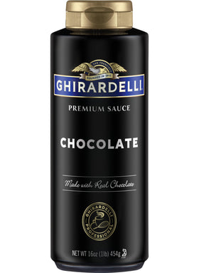 Ghirardelli chocolate sauce squeeze bottle ready for rich dessert drizzle