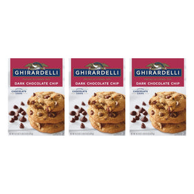 Ghirardelli cookie mix with dark chips box showcases premium ingredients for bakery-quality cookies.