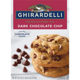 Ghirardelli dark chocolate chips closeup highlights rich flavor for indulgent treats.