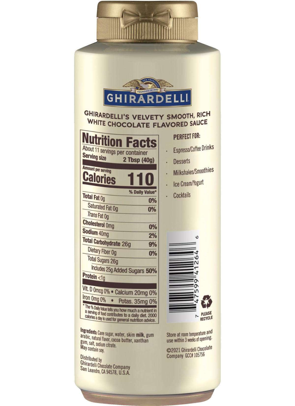 Ghirardelli dessert topping bottle ready to crown ice cream
