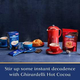 Ghirardelli packaging on display in a cozy kitchen.