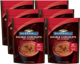 Ghirardelli Double Chocolate Hot Cocoa packs displayed for easy stocking and quick cozy beverages.