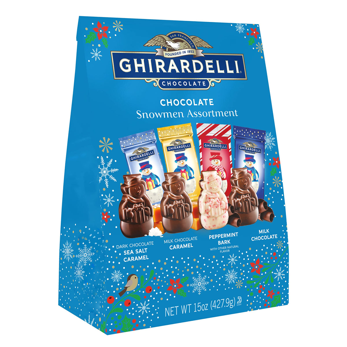 Ghirardelli Holiday Snowmen assortment bag, perfect for gifting and sharing