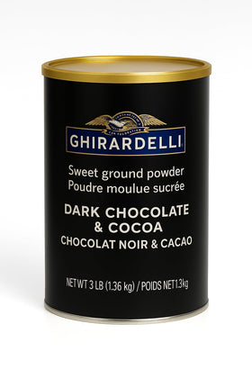 Ghirardelli hot chocolate cup with deep color and smooth texture.