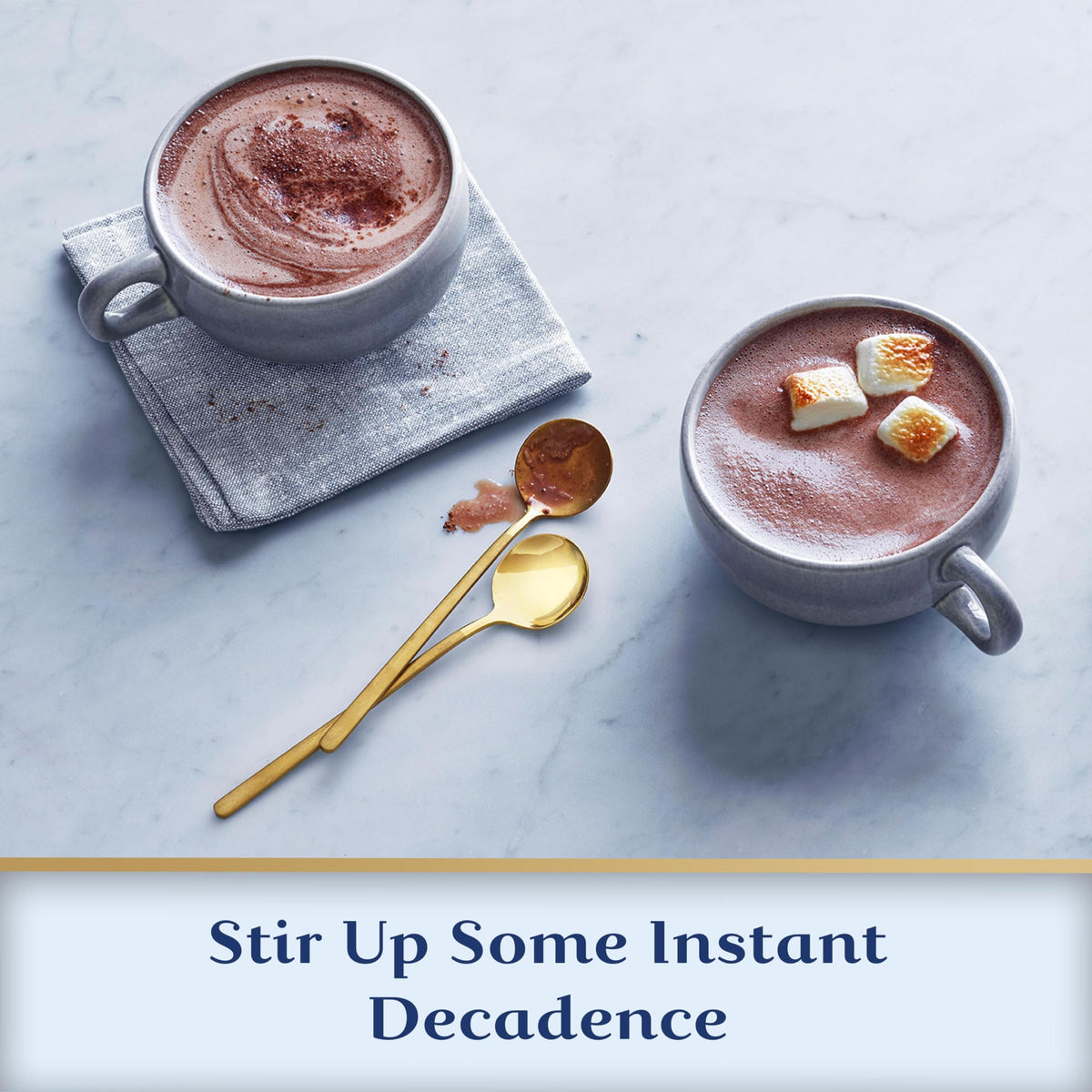 Ghirardelli hot cocoa package label highlighting premium ingredients