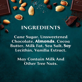 Ghirardelli Intense Dark Sea Salt Almond bar roasted almonds visible for crunch.