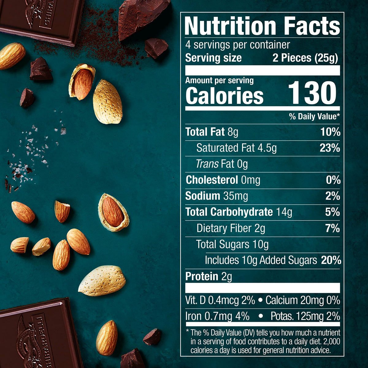 Ghirardelli Intense Dark Sea Salt Almond bar sea salt crystals sparkle.
