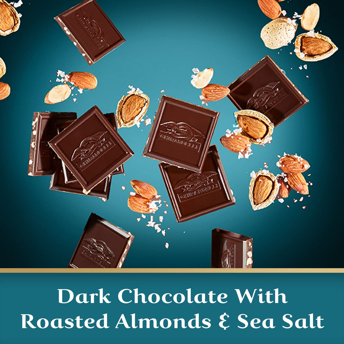 Ghirardelli Intense Dark Sea Salt Almond Squares open bag ready for sharing.